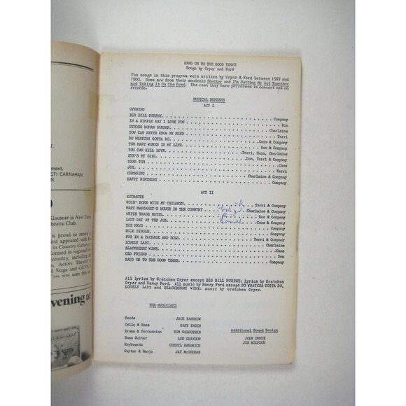 Hang On To The Good Times Showbill Manhattan Theatre Club Cryer Nancy Ford 1985 - Picture 4 of 6